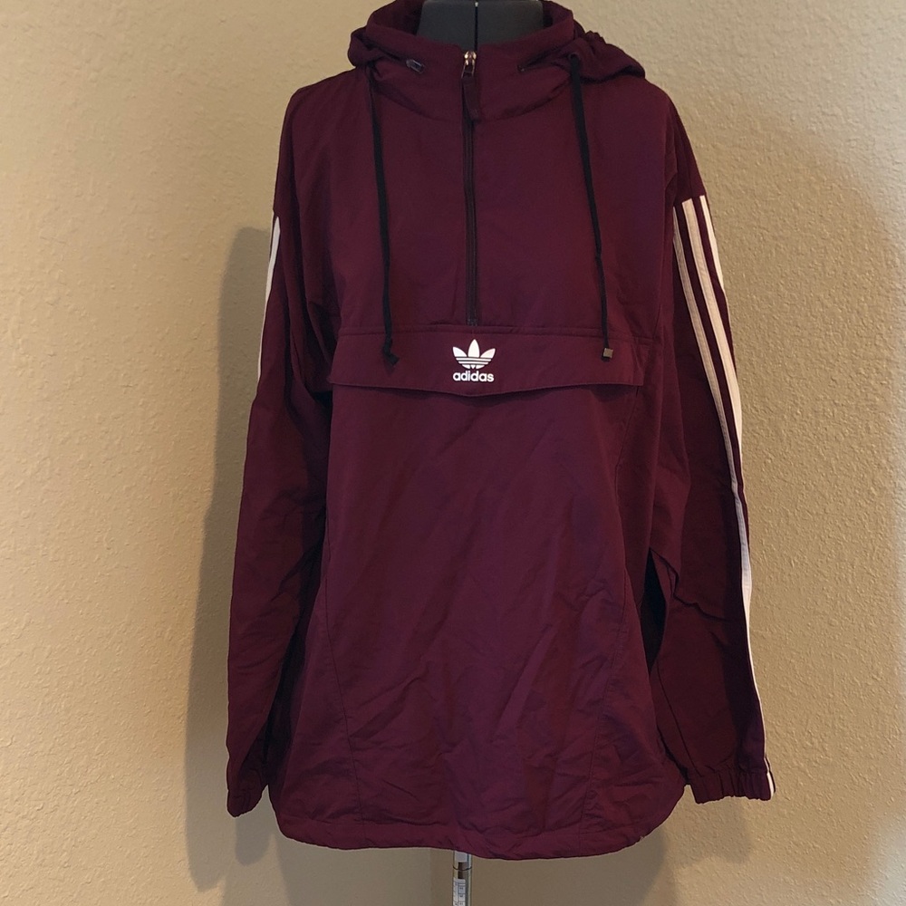 Men’s Adidas Burgundy Pullover with White Accents